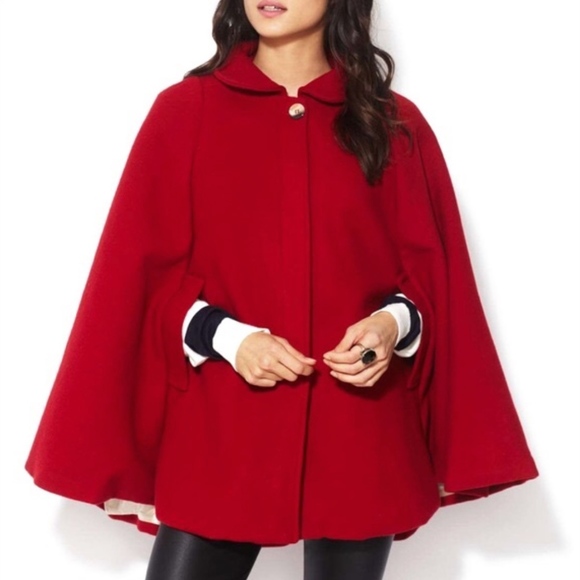red wool cape coat